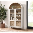 Pemberly Row Contemporary Storage Display Cabinet in Ivory Oak