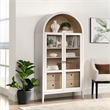 Pemberly Row Contemporary Storage Display Cabinet in Ivory Oak