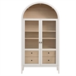 Pemberly Row Contemporary Storage Display Cabinet in Ivory Oak