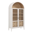 Pemberly Row Contemporary Storage Display Cabinet in Ivory Oak