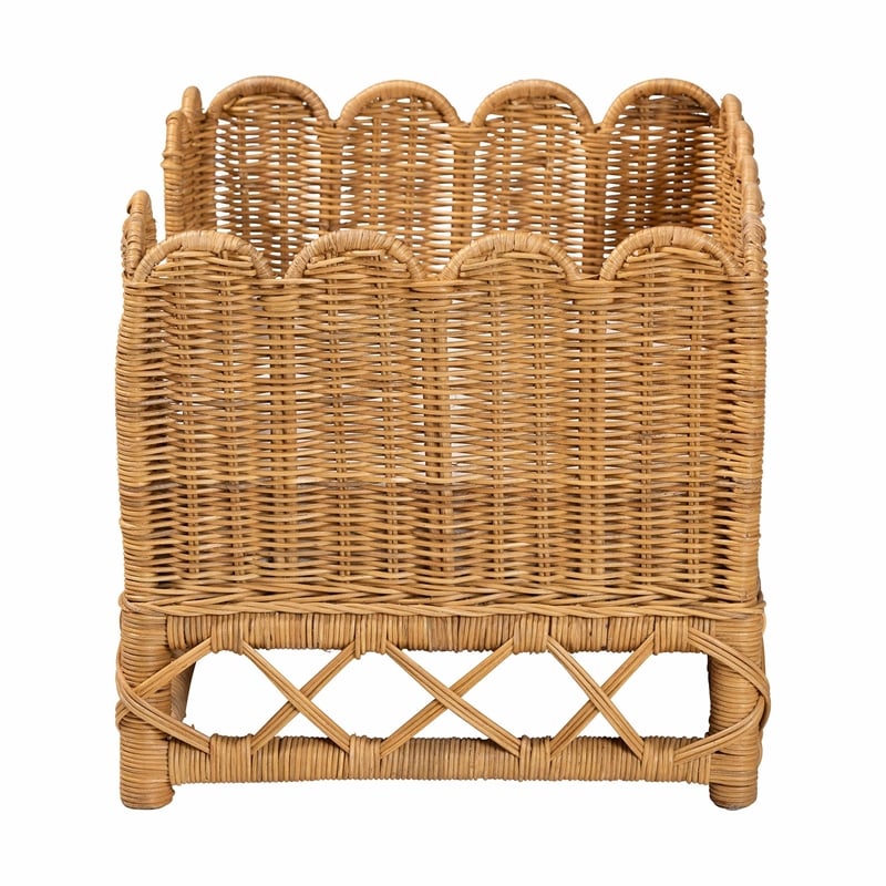 Pemberly Row Contemporary Bohemian Light Honey Rattan Pet Bed