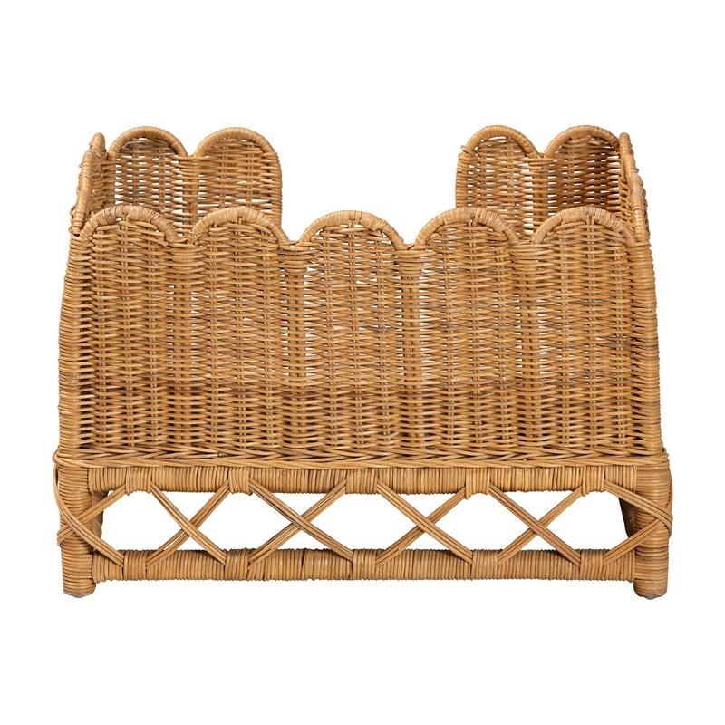 Pemberly Row Contemporary Bohemian Light Honey Rattan Pet Bed