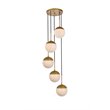 Pemberly Row Eclipse 5-Light Metal & Glass Pendant in Brass/Frosted White