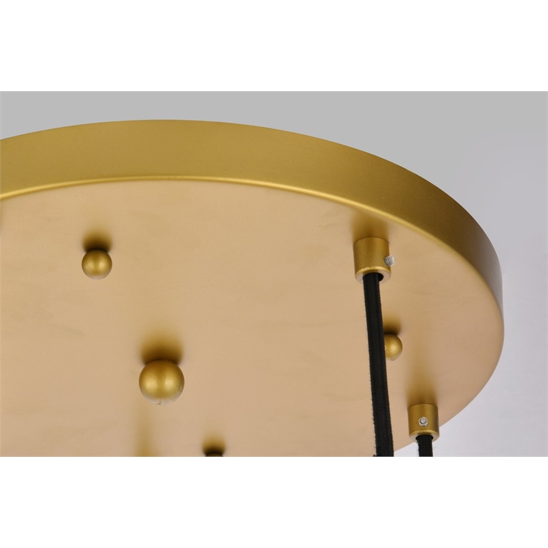 Pemberly Row Eclipse 5-Light Metal & Glass Pendant in Brass/Frosted White