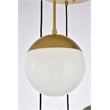 Pemberly Row Eclipse 5-Light Metal & Glass Pendant in Brass/Frosted White