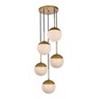 Pemberly Row Eclipse 5-Light Metal & Glass Pendant in Brass/Frosted White