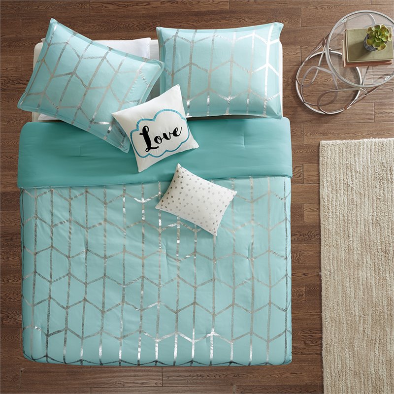 Pemberly Row 5-piece Polyester Microfiber Comforter Set in Blue