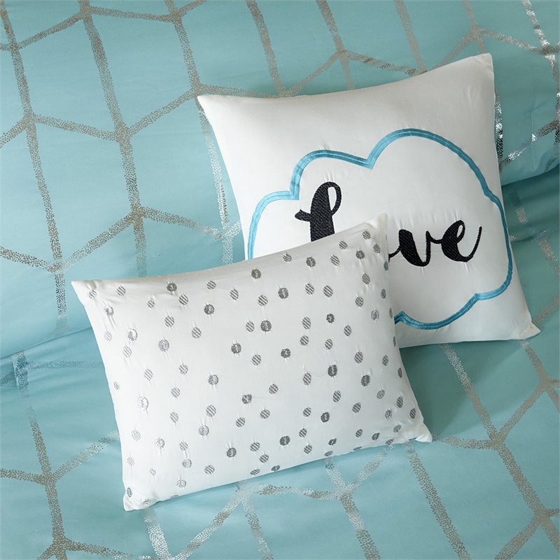Pemberly Row 5-piece Polyester Microfiber Comforter Set in Blue