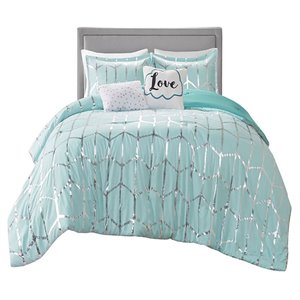 Pemberly Row 5-piece Polyester Microfiber Comforter Set in Blue