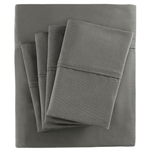 pemberly row 6-piece cotton and polyester sheet set in charcoal