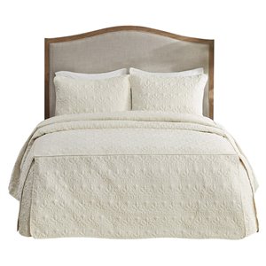 pemberly row traditional 100 percent polyester fitted bedspread in cream