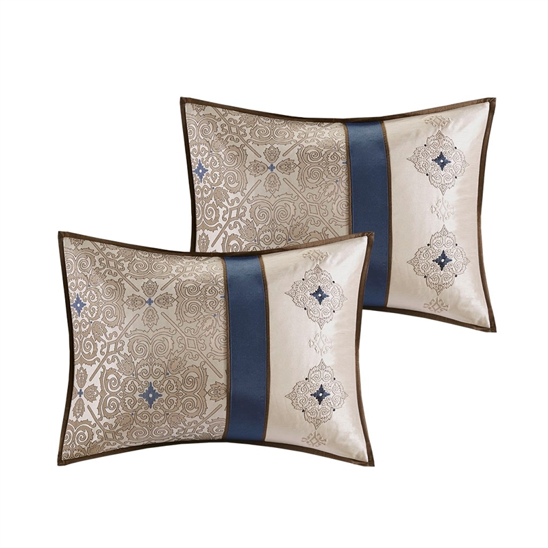 Pemberly Row Contemporary 24 Piece Room In a Bag in Navy Finish