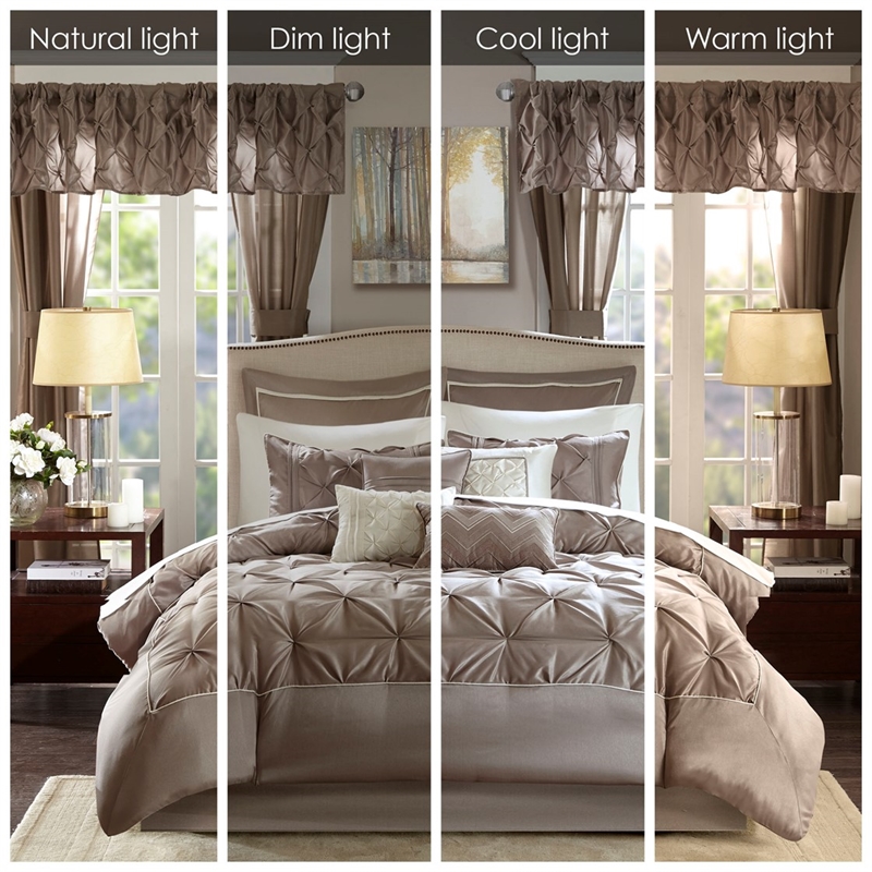 Pemberly Row Contemporary Fabric 24 Piece Room in a Bag in Taupe