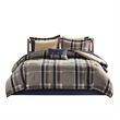 Pemberly Row Plaid Comforter Set with Bed Sheets in Navy Multi