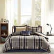 Pemberly Row Plaid Comforter Set with Bed Sheets in Navy Multi