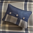 Pemberly Row Plaid Comforter Set with Bed Sheets in Navy Multi