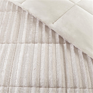 Pemberly Row Faux Fur Comforter Mini Set in Champagne King/Cal King