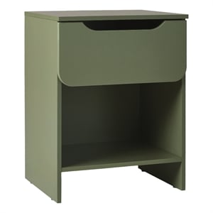 Pemberly Row Contemporary 1-Drawer Wood Nightstand in Green Finish