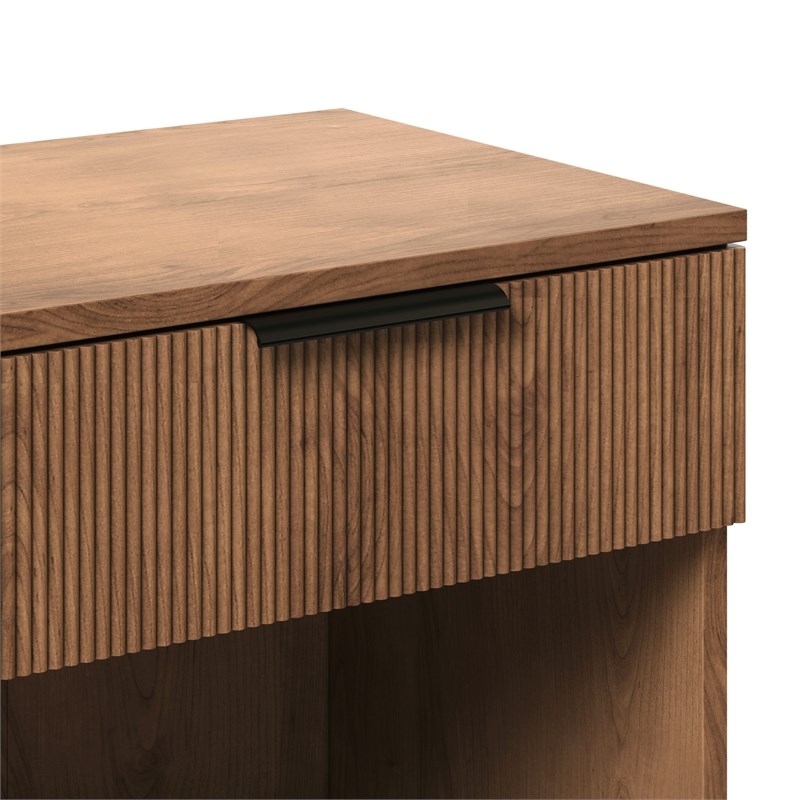 Pemberly Row Contemporary 1-Drawer Wood Nightstand in Mocha Finish
