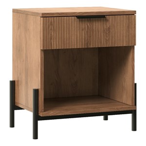 Pemberly Row Contemporary 1-Drawer Wood Nightstand in Mocha Finish