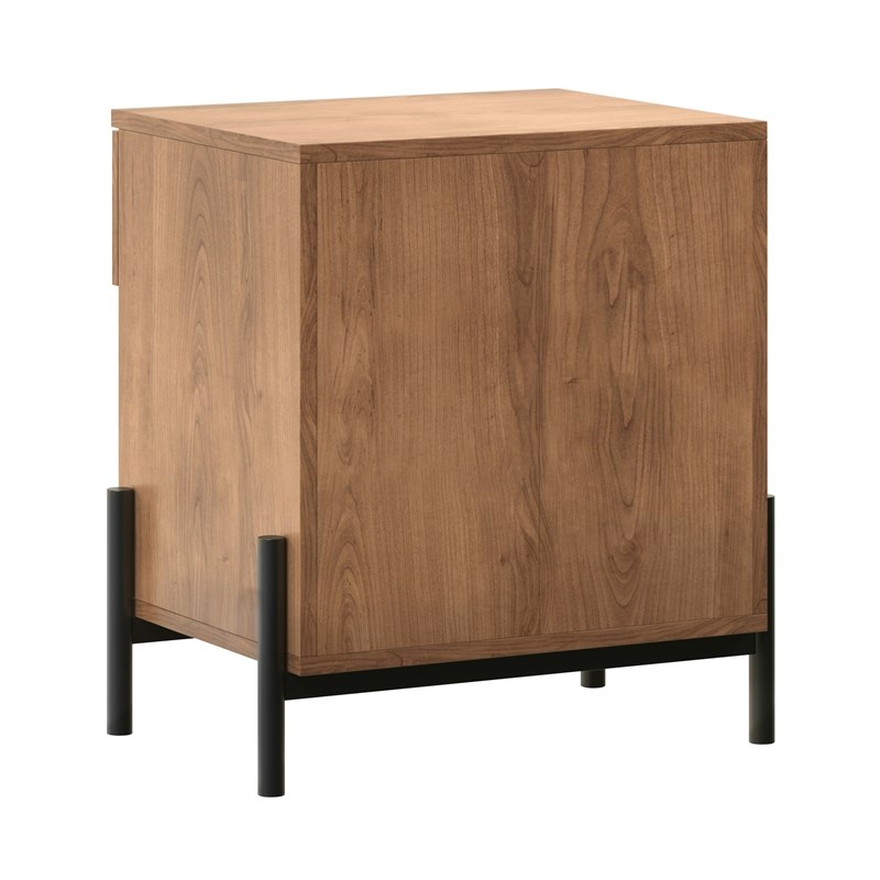 Pemberly Row Contemporary 1-Drawer Wood Nightstand in Mocha Finish