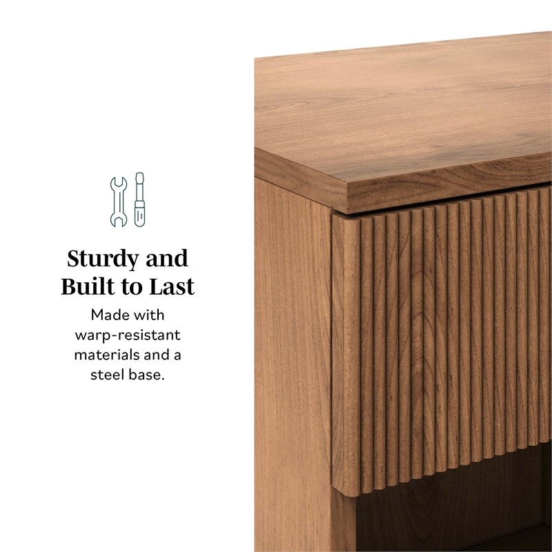 Pemberly Row Contemporary 1-Drawer Wood Nightstand in Mocha Finish