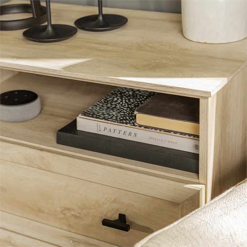 Pemberly Row Contemporary 2-Drawer Nightstand Set in White Oak