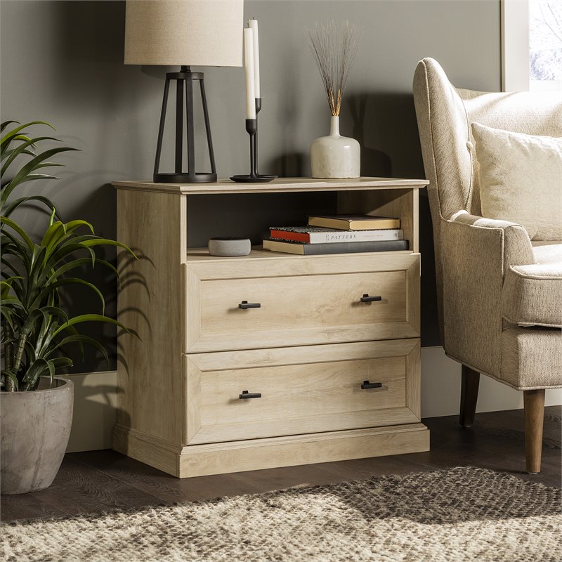 Pemberly Row Contemporary 2-Drawer Nightstand Set in White Oak
