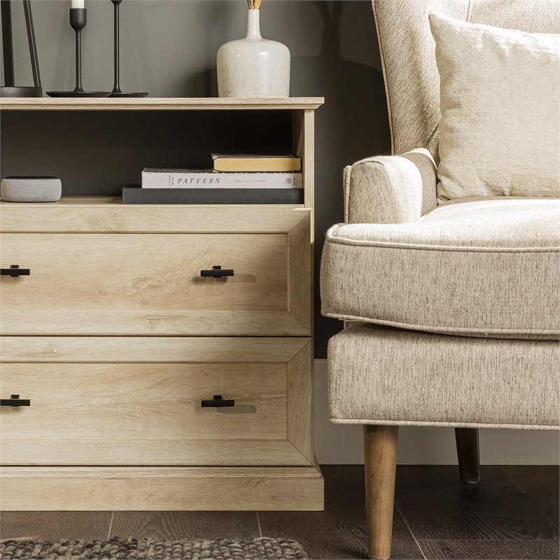 Pemberly Row Contemporary 2-Drawer Nightstand Set in White Oak