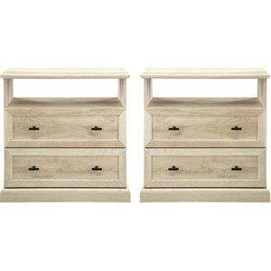 Pemberly Row Contemporary 2-Drawer Nightstand Set in White Oak