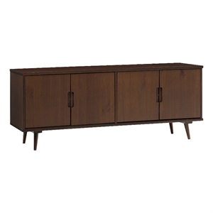 Pemberly Row Contemporary 60&quot 4-Door Solid Wood TV Stand in Walnut