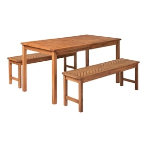 Pemberly Row 3-Piece Chevron Outdoor Patio Dining Set in Brown