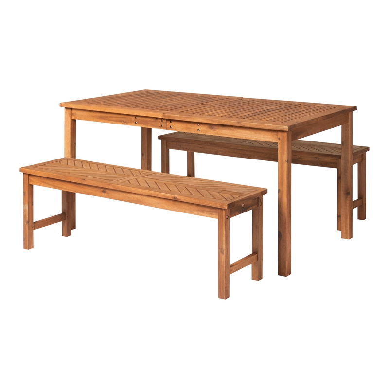 Pemberly Row 3-Piece Chevron Outdoor Patio Dining Set in Brown