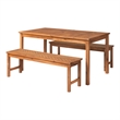 Pemberly Row 3-Piece Chevron Outdoor Patio Dining Set in Brown