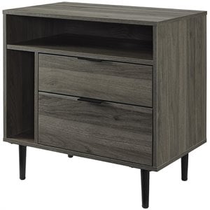 Pemberly Row 25&quot Modern Storage Bedroom Nightstand in Slate Gray