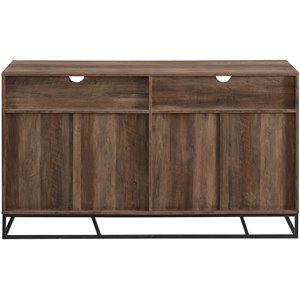 Pemberly Row Contemporary 58&quot 4-Angled Doors Sideboard in Rustic Oak
