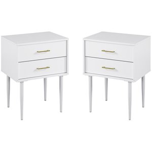 Pemberly Row 2-Piece 20&quot Two-Drawer Bedroom Nightstand in Solid White