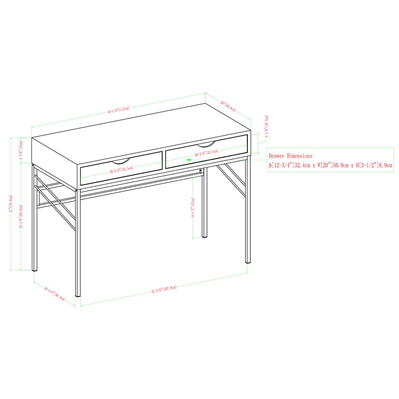 Pemberly Row 2-Drawer Modern Engineered Wood Writing Desk in Off White