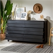 Pemberly Row Modern Channel Pull 6-Drawer Solid Wood Dresser 58 Inch Black