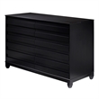 Pemberly Row Modern Channel Pull 6-Drawer Solid Wood Dresser 58 Inch Black