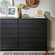 Pemberly Row Modern Channel Pull 6-Drawer Solid Wood Dresser 58 Inch Black