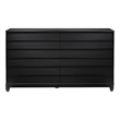Pemberly Row Modern Channel Pull 6-Drawer Solid Wood Dresser 58 Inch Black