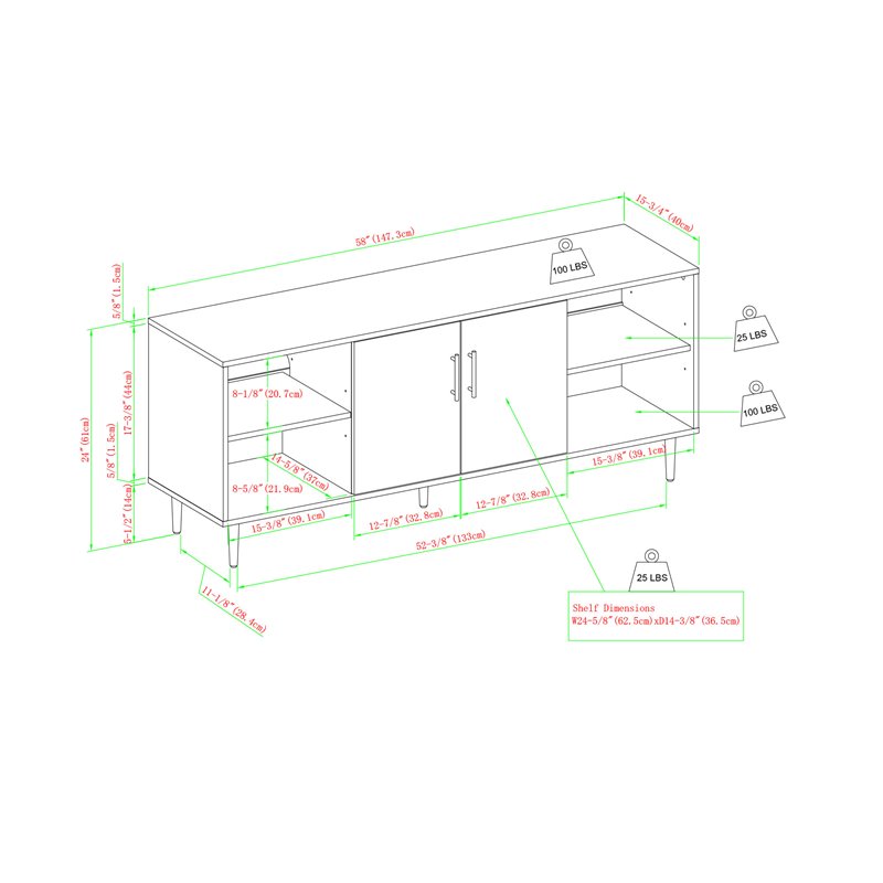 Pemberly Row Faux-Bookmatch 2-Door TV Stand for TVs up to 65