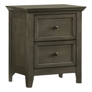 Pemberly Row 2-Drawer Transitional Birch Veneer Wood Nightstand in Gray