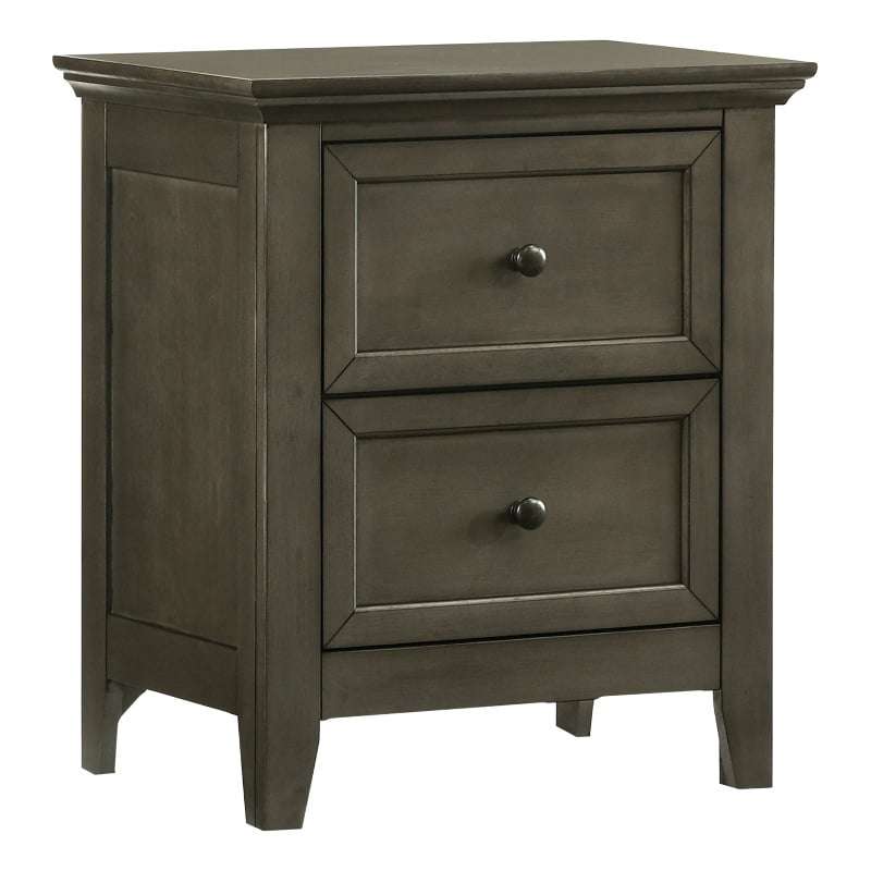 Pemberly Row 2-Drawer Transitional Birch Veneer Wood Nightstand in Gray