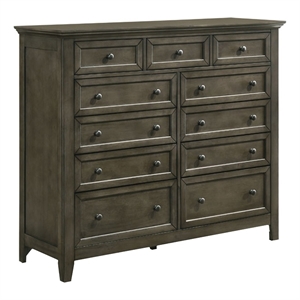 Pemberly Row Transitional 11-Drawer Solid Wood Gentlemen's Chest Gray