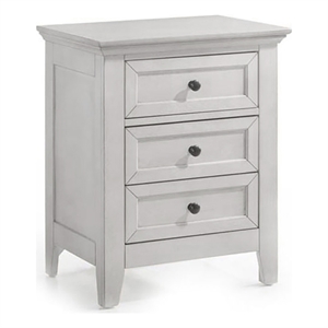 Pemberly Row 3-Drawer Transitional Birch Veneer Wood Nightstand in White