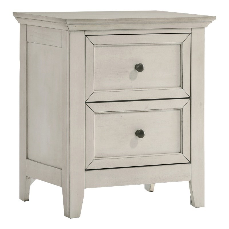 Pemberly Row 2-Drawer Transitional Birch Veneer Wood Nightstand in White