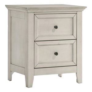 Pemberly Row 2-Drawer Transitional Birch Veneer Wood Nightstand in White