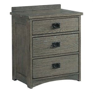 Pemberly Row Traditional 3-Drawer Solid Oak  Wood Nightstand in Pewter